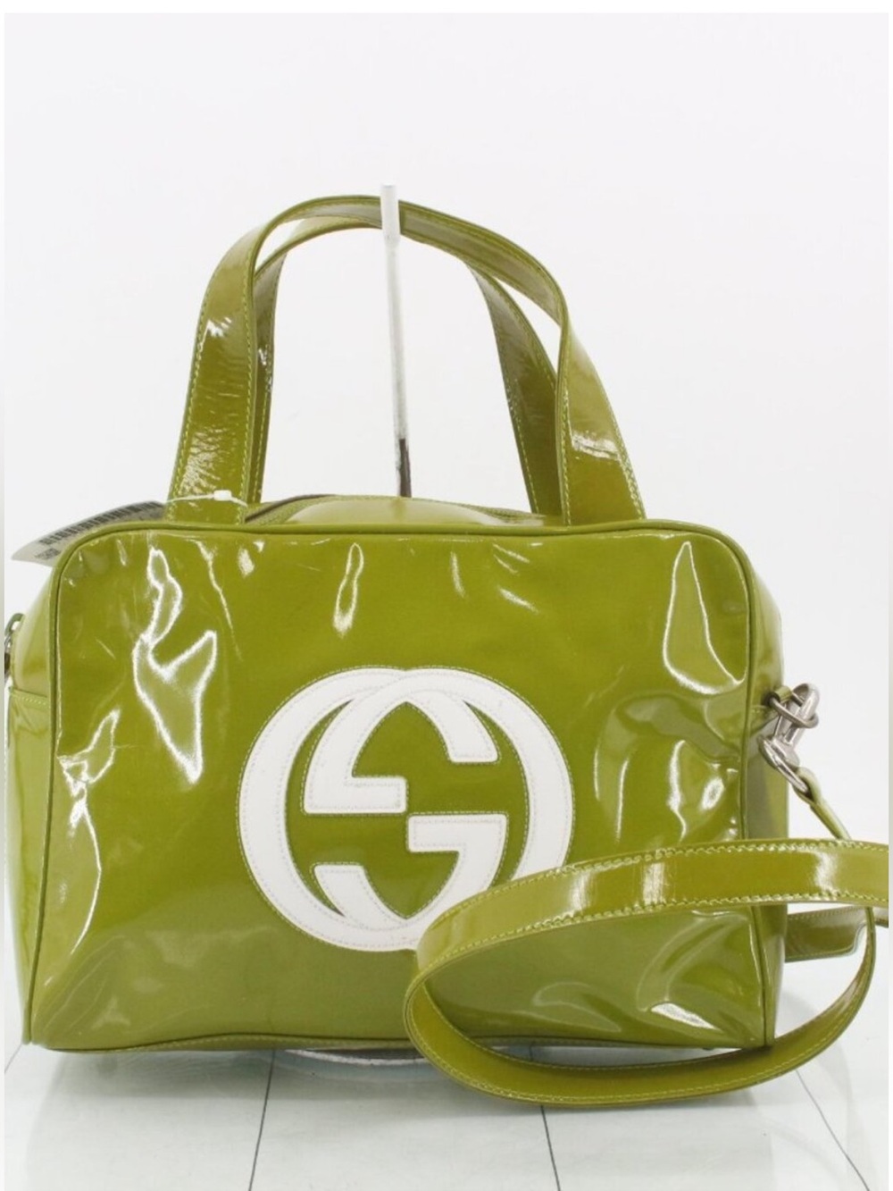 GUCCI Olive Green Patent Leather Handbag - Authentic - EUC